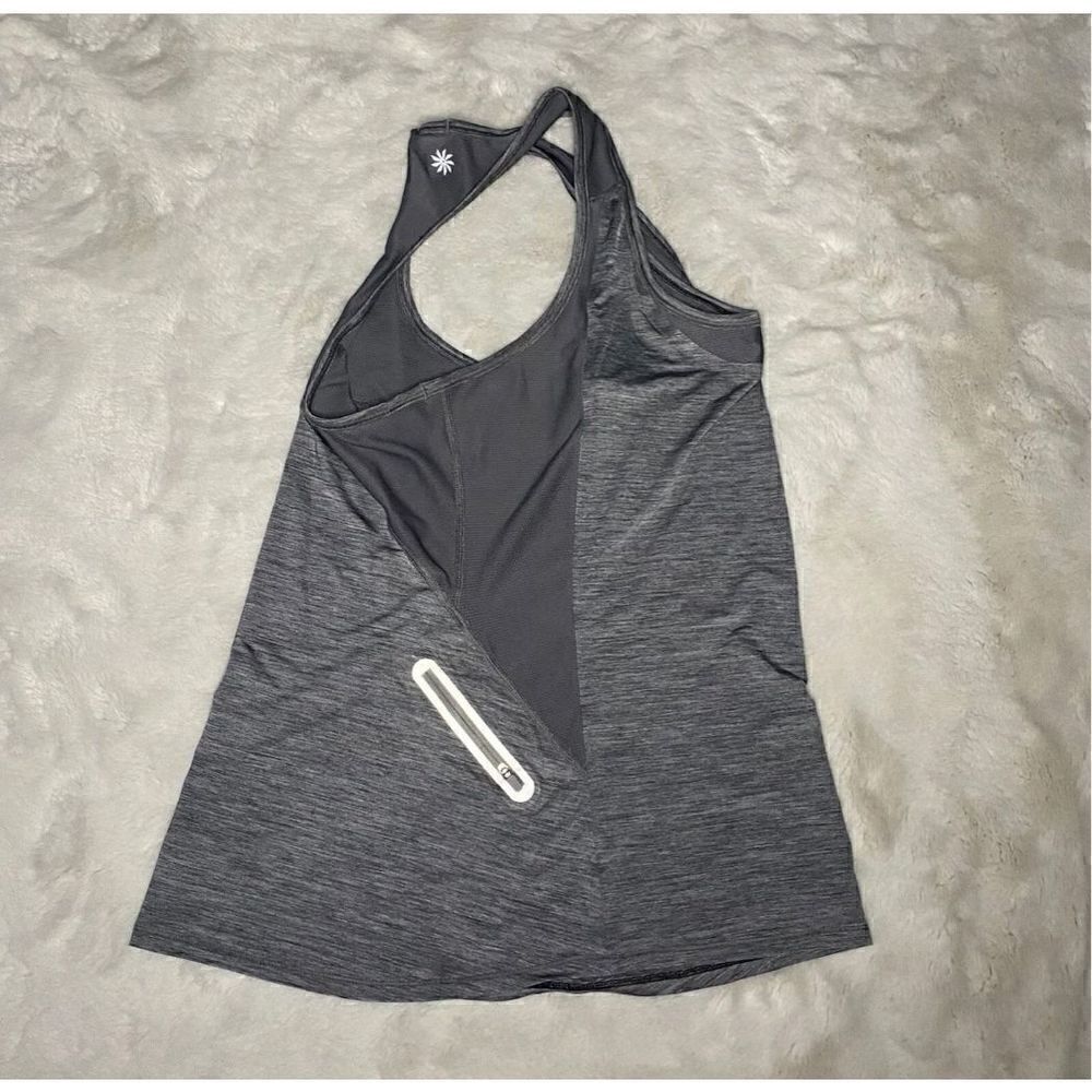 Women Size S - Athleta Racerback Gray Tank Top Side Zip Pocket - Picture 3 of 3